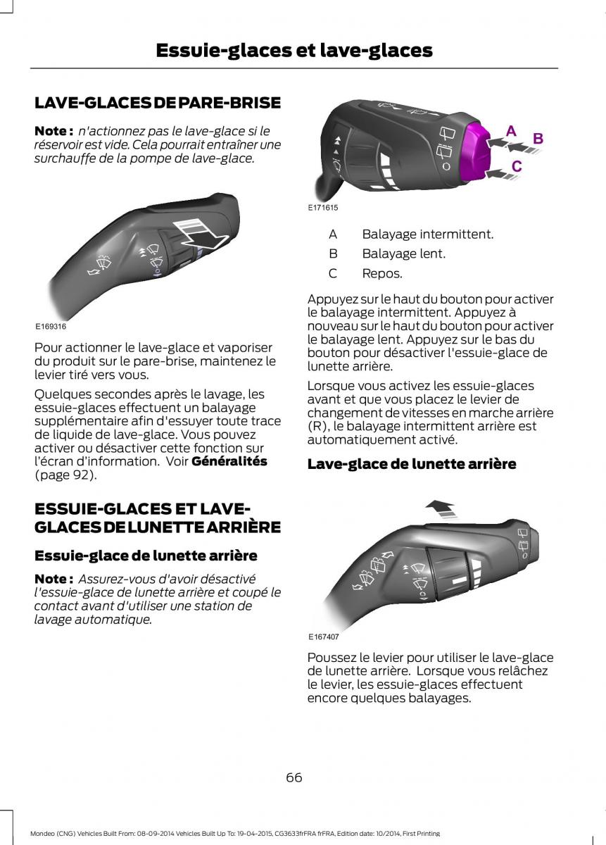 Ford Mondeo MKV MK5 manuel du proprietaire / page 68