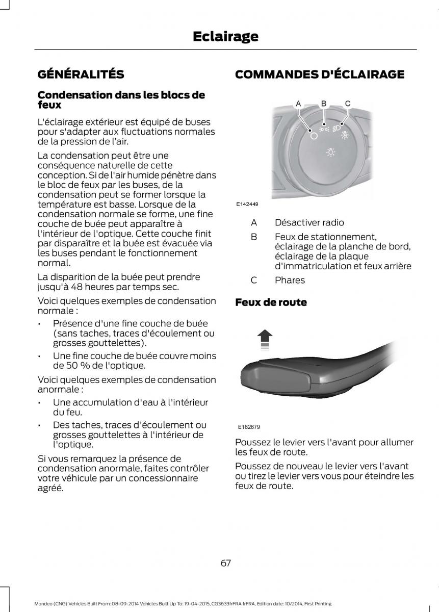 Ford Mondeo MKV MK5 manuel du proprietaire / page 69