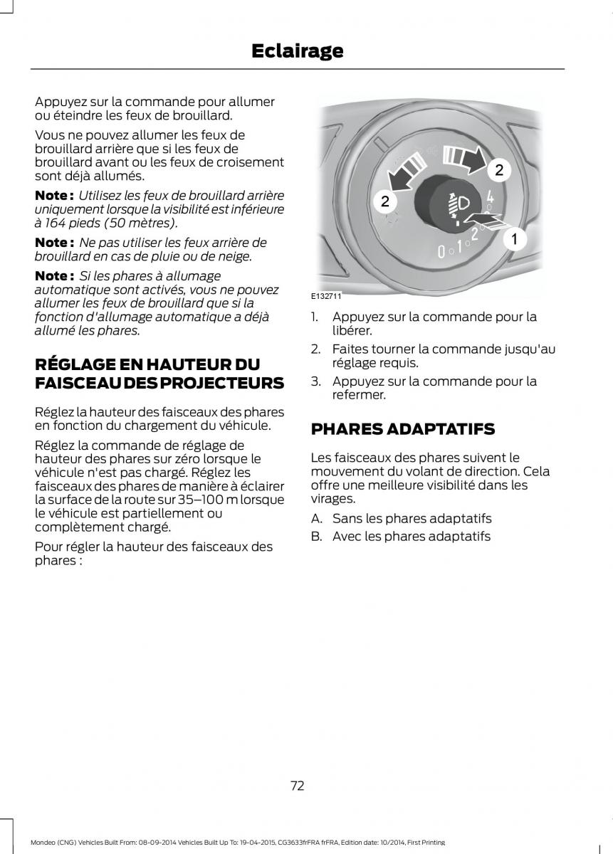 Ford Mondeo MKV MK5 manuel du proprietaire / page 74