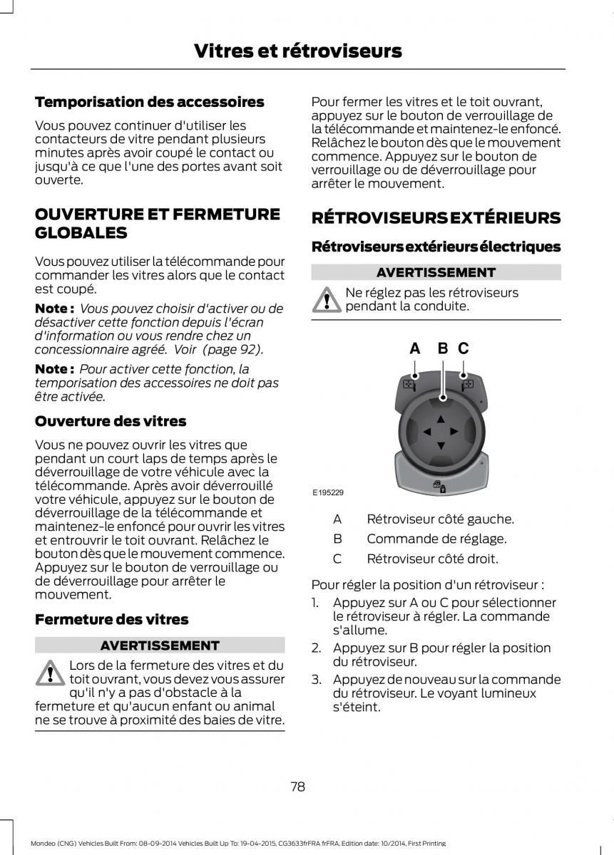 Ford Mondeo MKV MK5 manuel du proprietaire / page 80