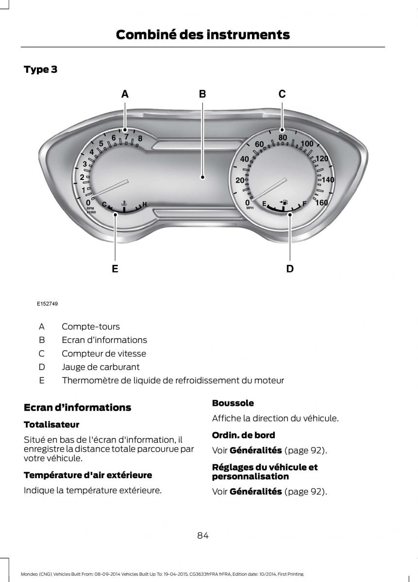 Ford Mondeo MKV MK5 manuel du proprietaire / page 86