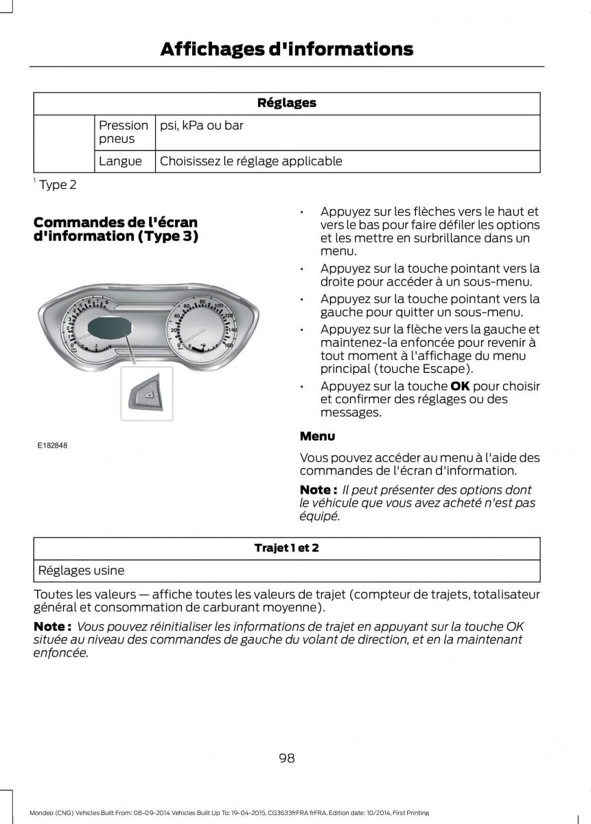 Ford Mondeo MKV MK5 manuel du proprietaire / page 100