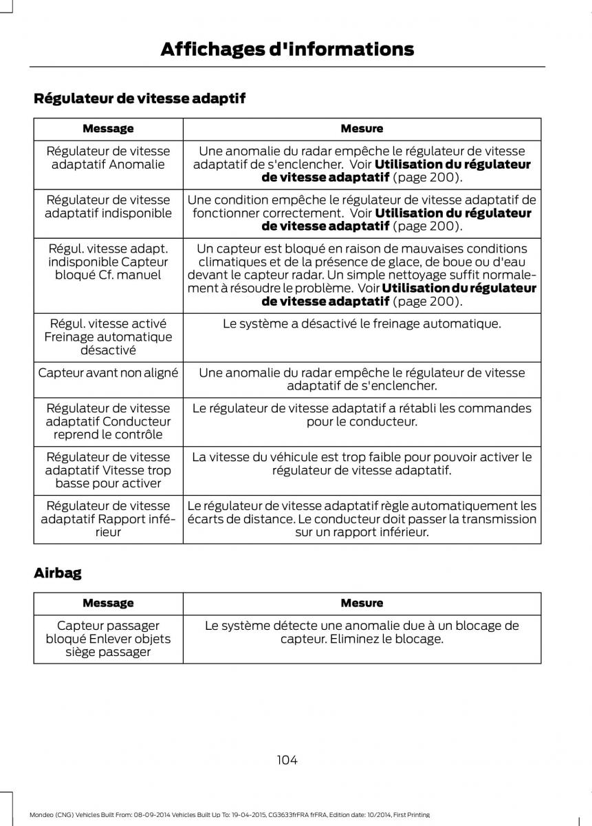 Ford Mondeo MKV MK5 manuel du proprietaire / page 106