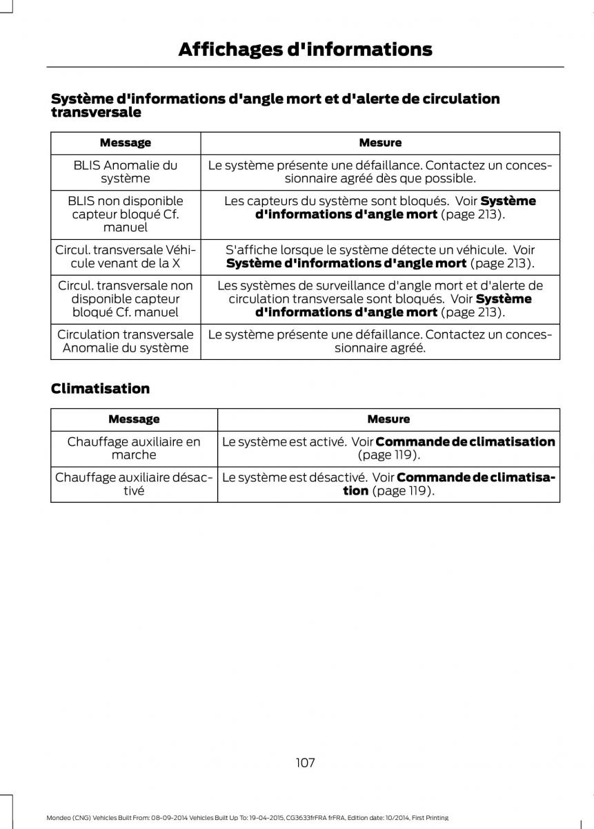 Ford Mondeo MKV MK5 manuel du proprietaire / page 109