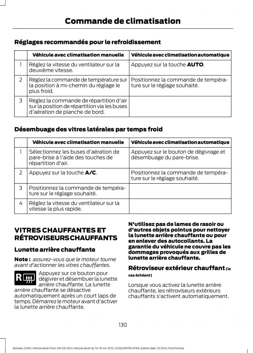 Ford Mondeo MKV MK5 manuel du proprietaire / page 132