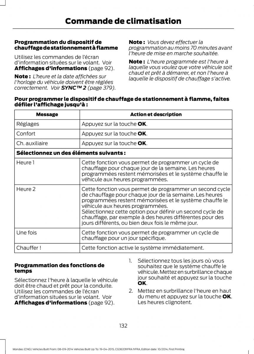 Ford Mondeo MKV MK5 manuel du proprietaire / page 134