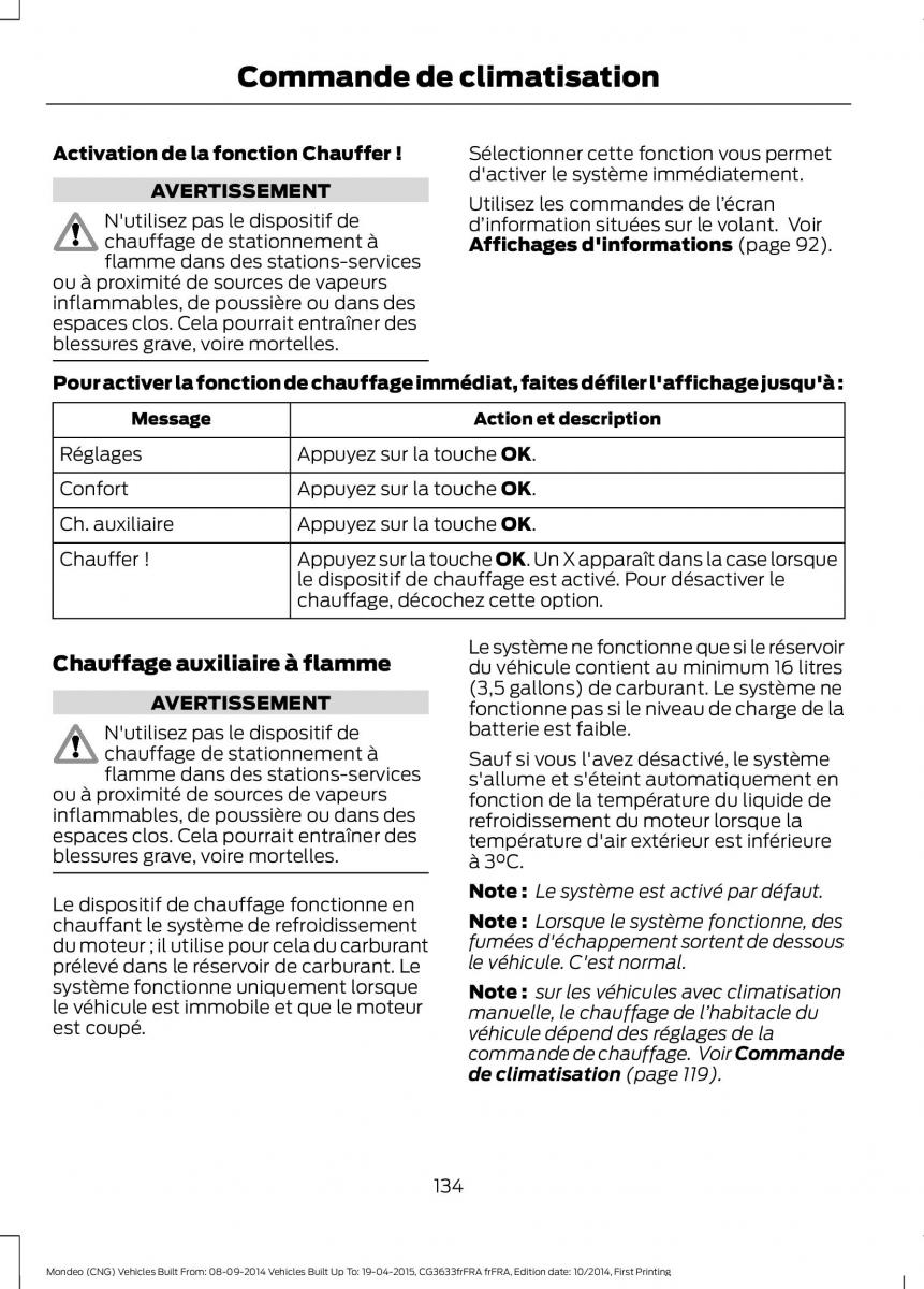 Ford Mondeo MKV MK5 manuel du proprietaire / page 136