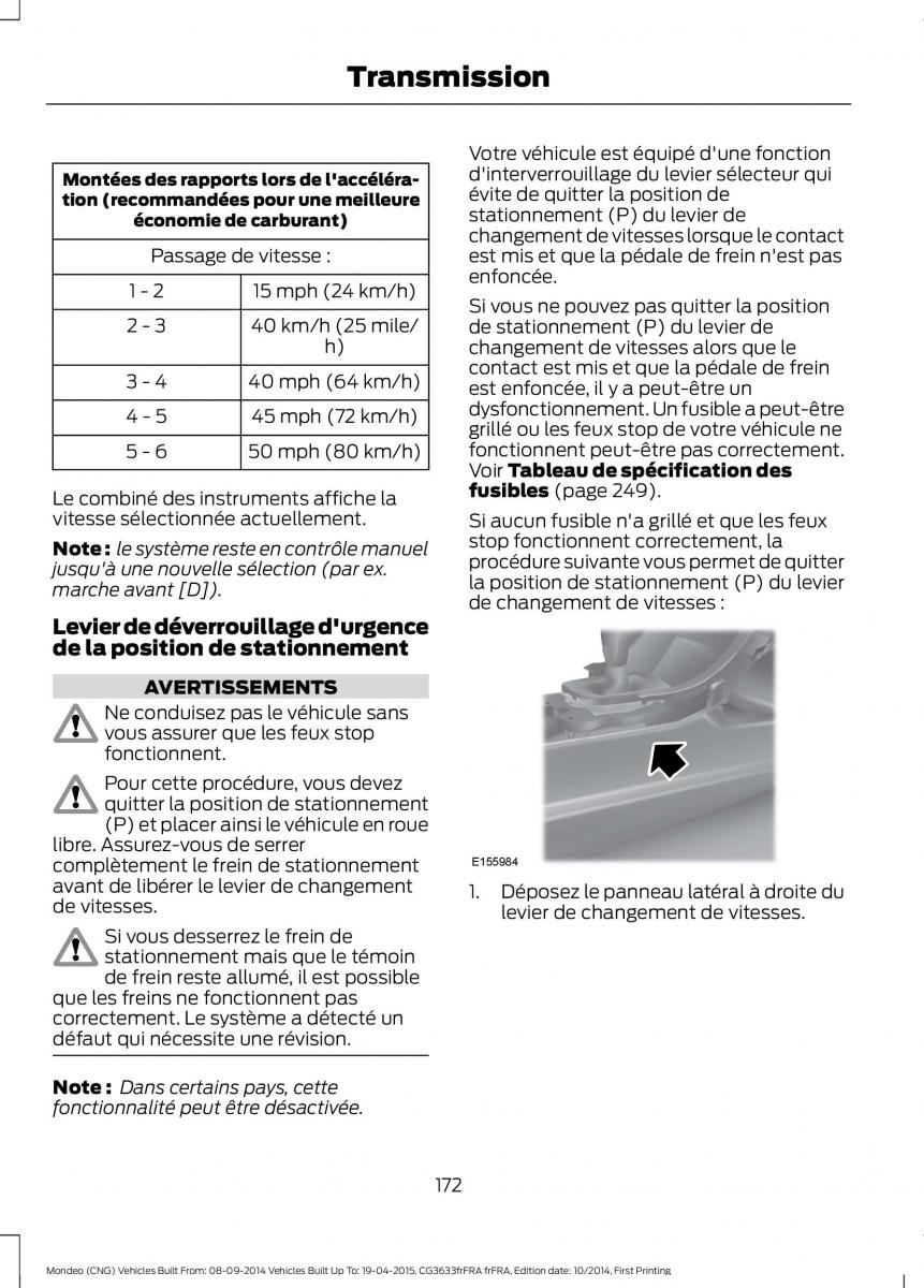 Ford Mondeo MKV MK5 manuel du proprietaire / page 174