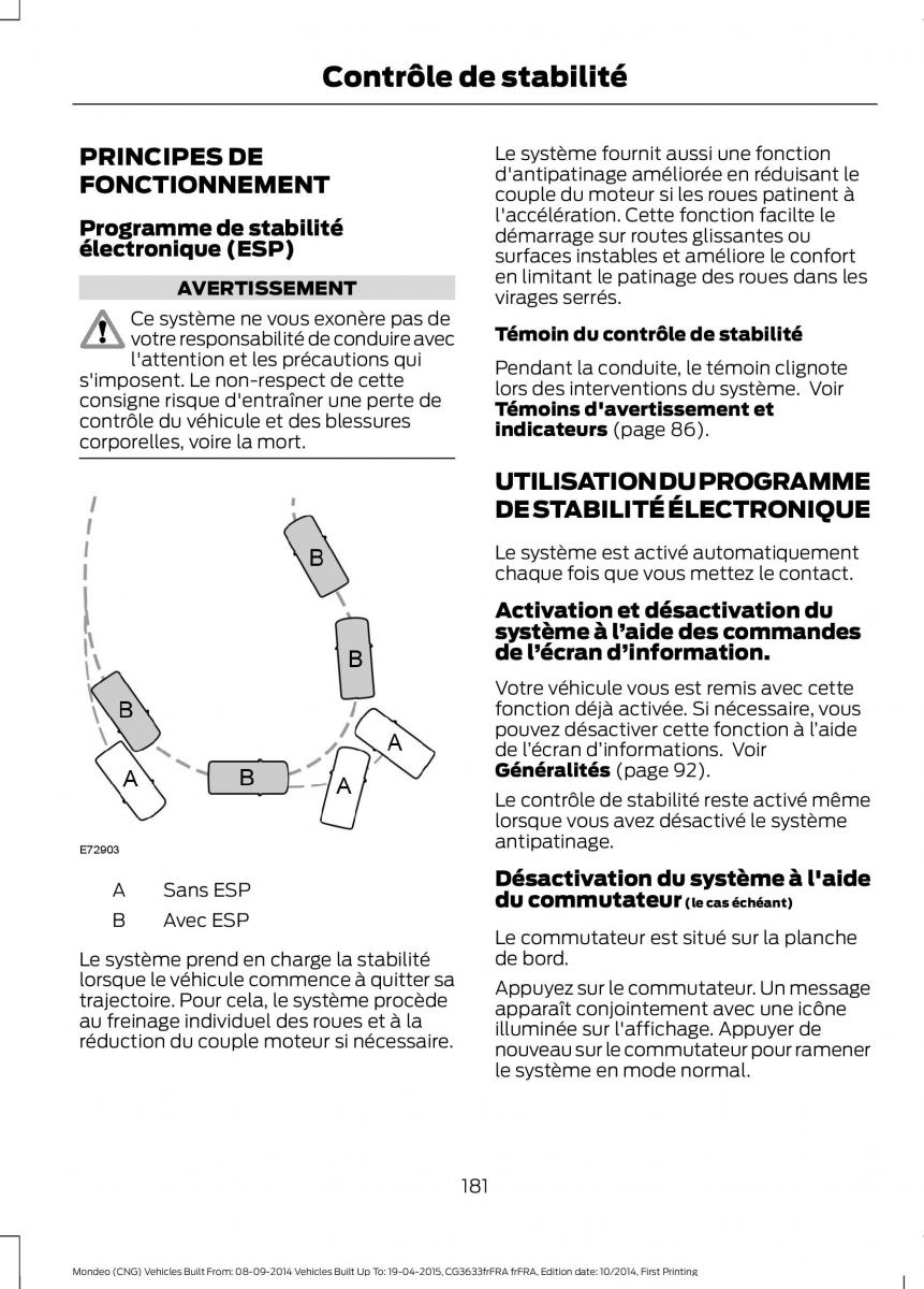 Ford Mondeo MKV MK5 manuel du proprietaire / page 183