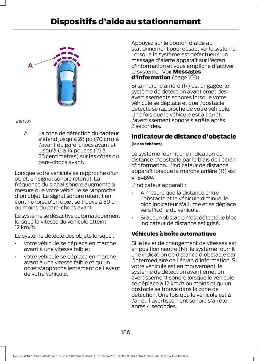 Ford Mondeo MKV MK5 manuel du proprietaire / page 188