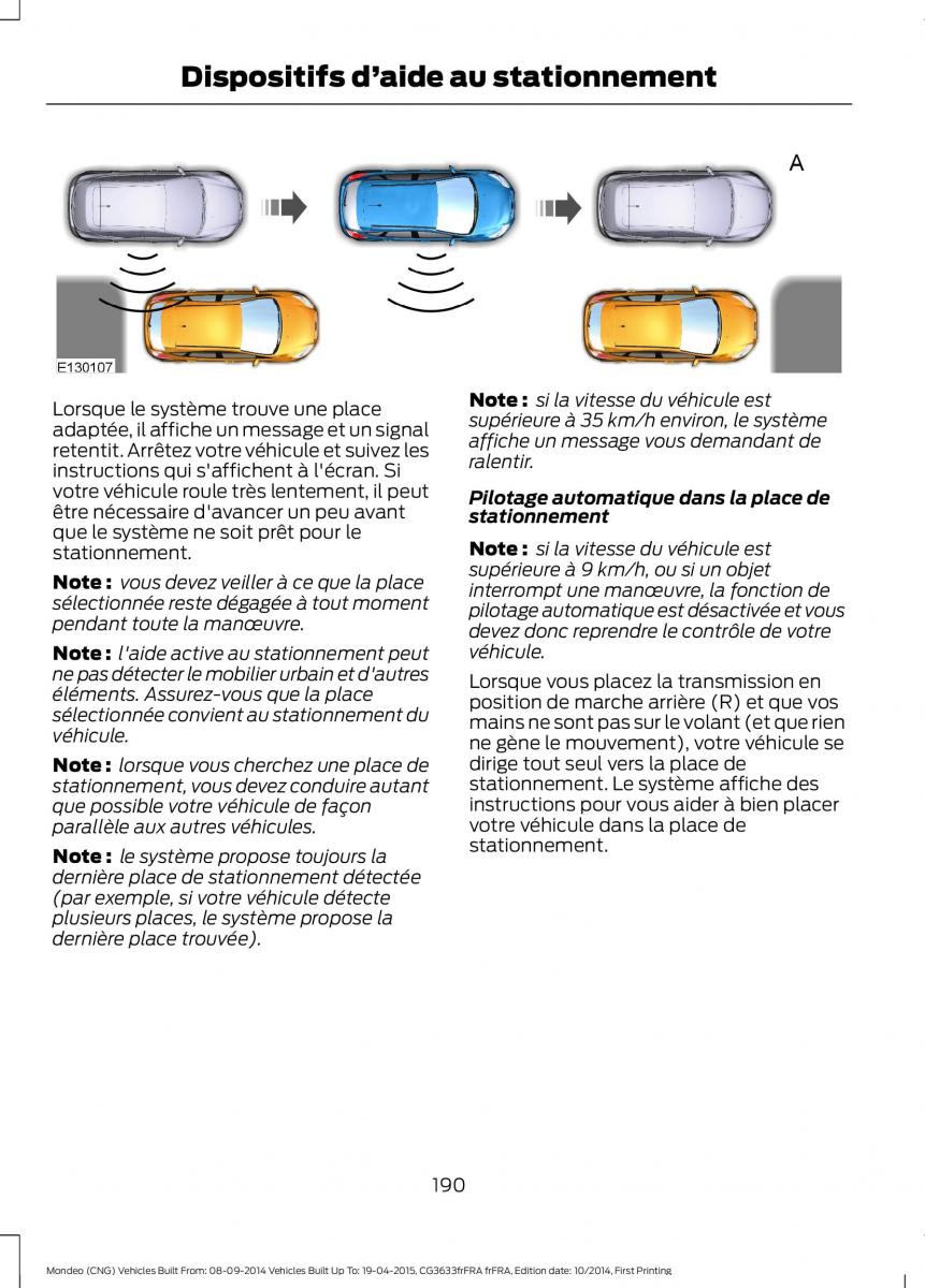 Ford Mondeo MKV MK5 manuel du proprietaire / page 192