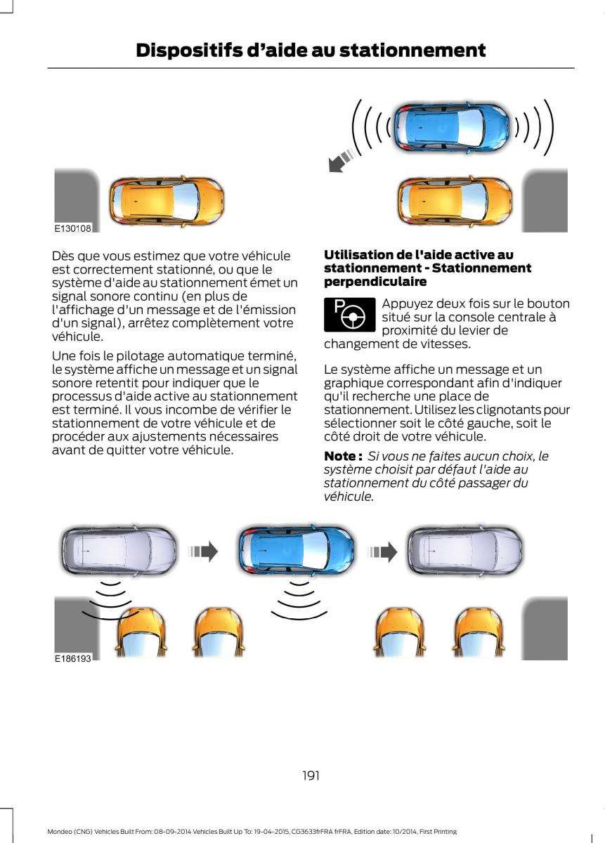 Ford Mondeo MKV MK5 manuel du proprietaire / page 193