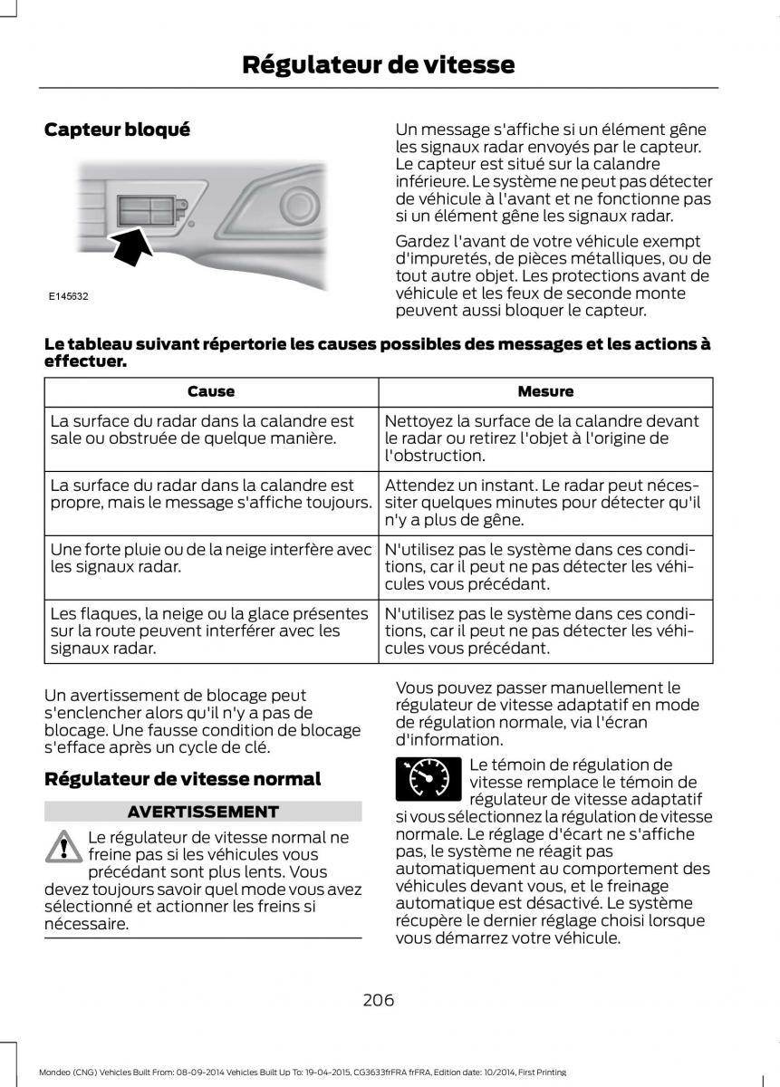 Ford Mondeo MKV MK5 manuel du proprietaire / page 208