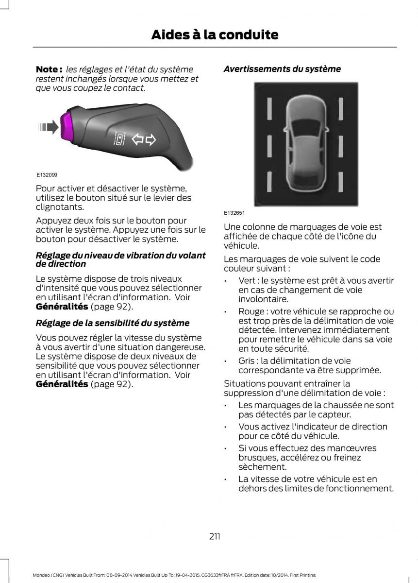 Ford Mondeo MKV MK5 manuel du proprietaire / page 213