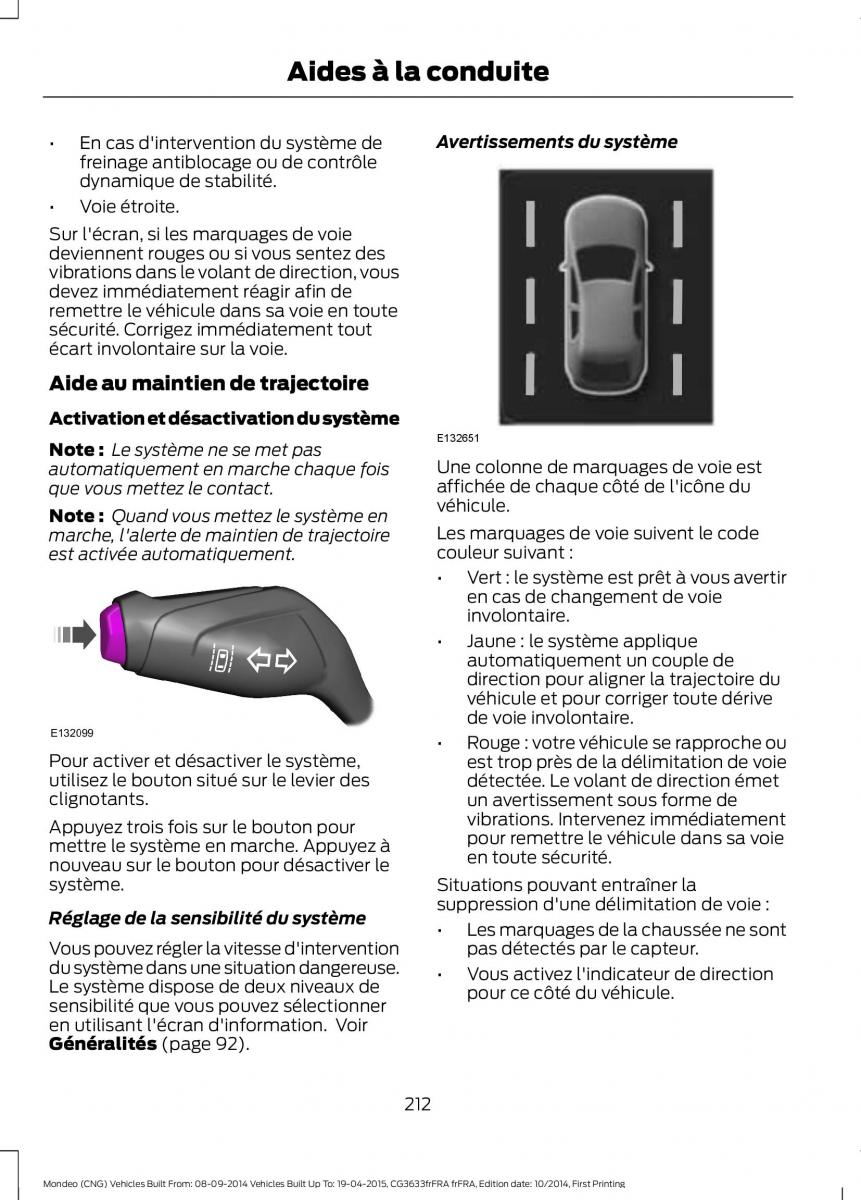 Ford Mondeo MKV MK5 manuel du proprietaire / page 214