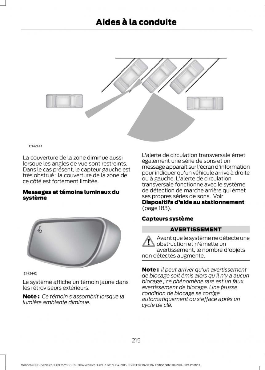 Ford Mondeo MKV MK5 manuel du proprietaire / page 217