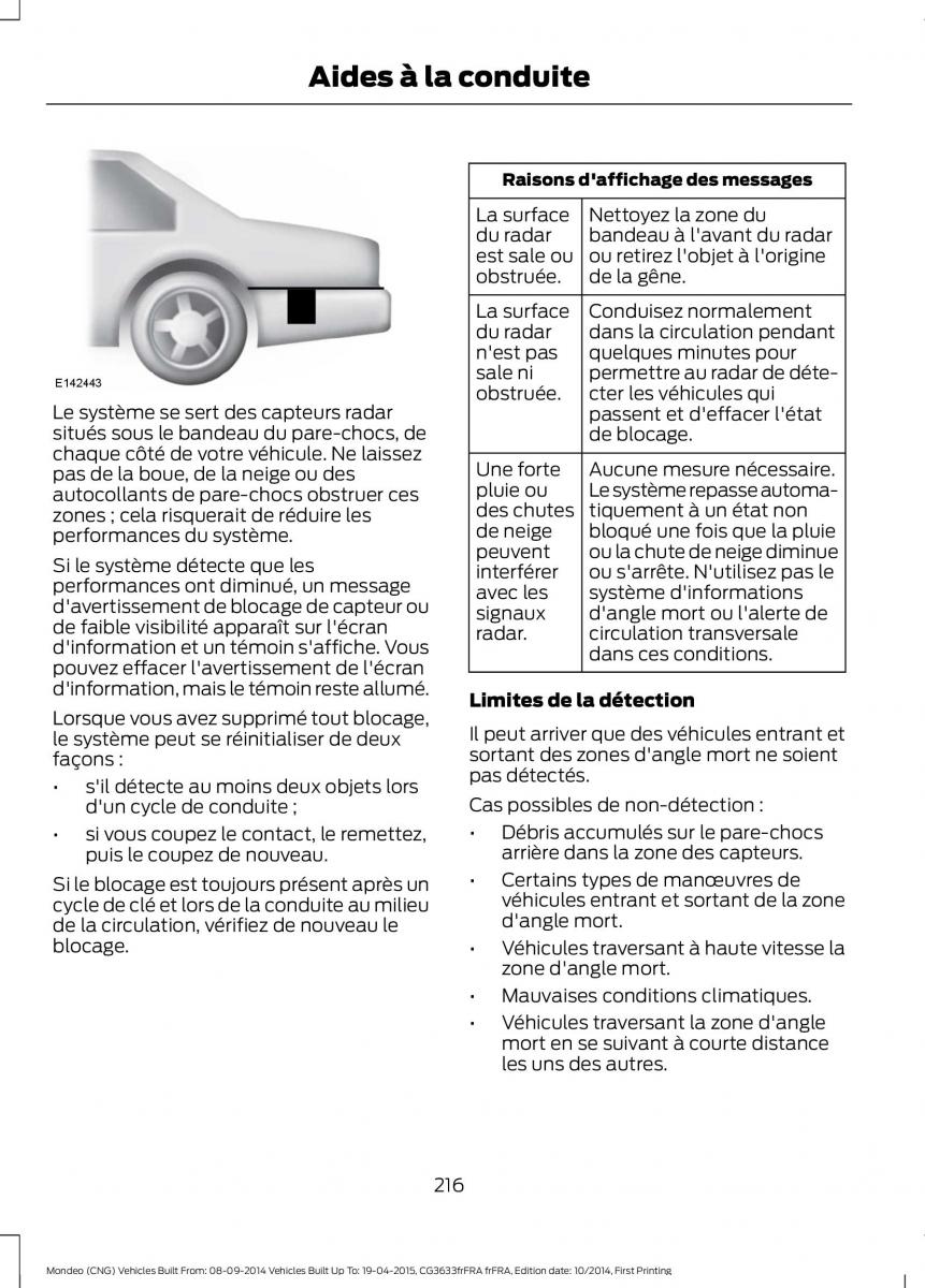 Ford Mondeo MKV MK5 manuel du proprietaire / page 218