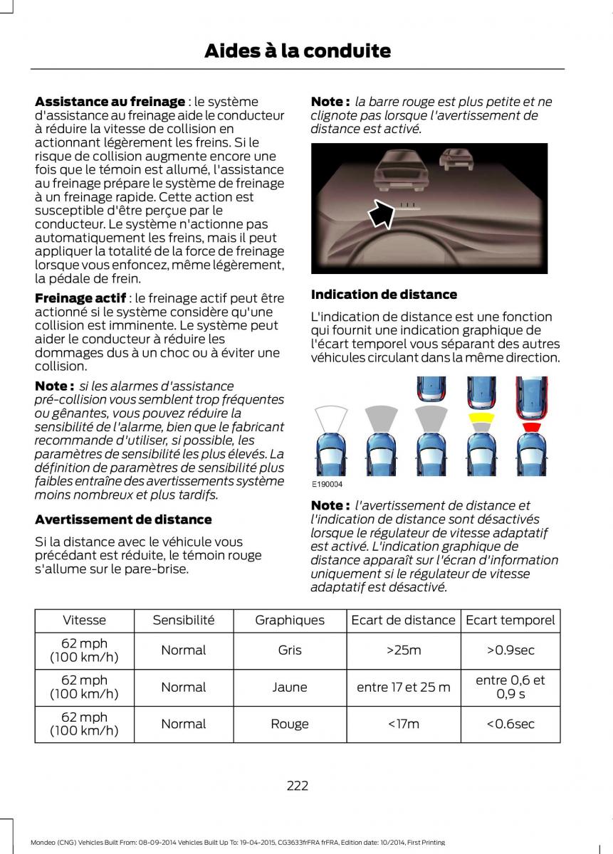 Ford Mondeo MKV MK5 manuel du proprietaire / page 224