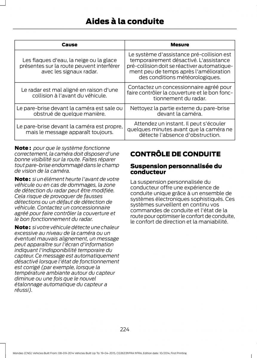 Ford Mondeo MKV MK5 manuel du proprietaire / page 226