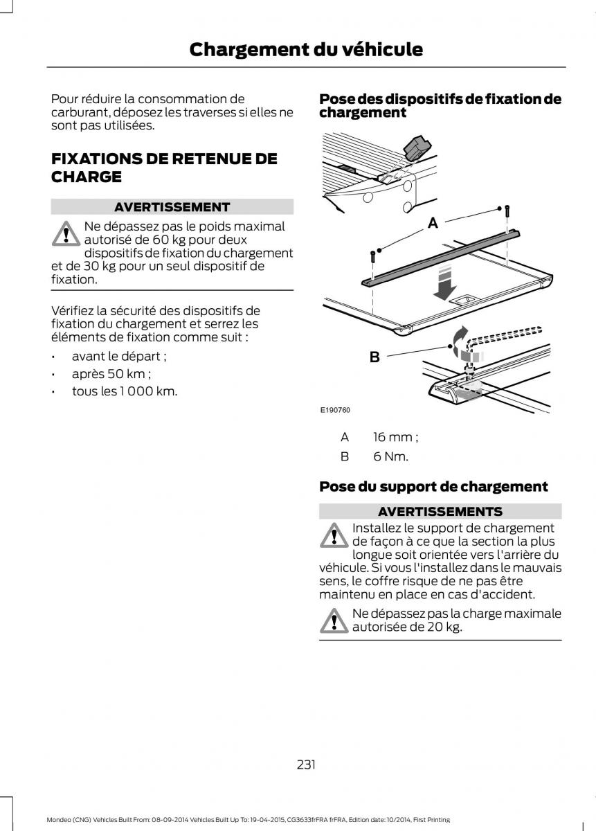 Ford Mondeo MKV MK5 manuel du proprietaire / page 233