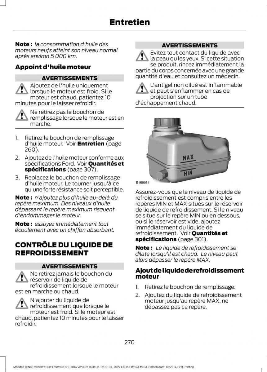 Ford Mondeo MKV MK5 manuel du proprietaire / page 272