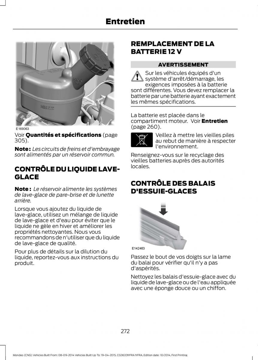 Ford Mondeo MKV MK5 manuel du proprietaire / page 274