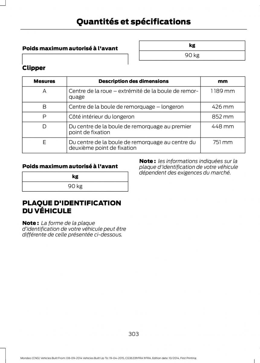 Ford Mondeo MKV MK5 manuel du proprietaire / page 305