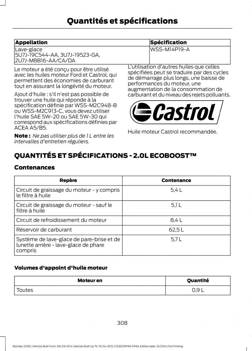 Ford Mondeo MKV MK5 manuel du proprietaire / page 310