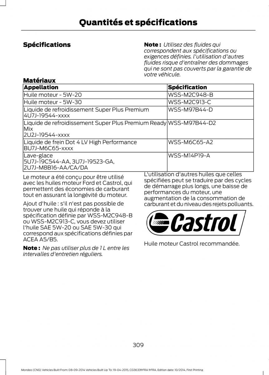 Ford Mondeo MKV MK5 manuel du proprietaire / page 311