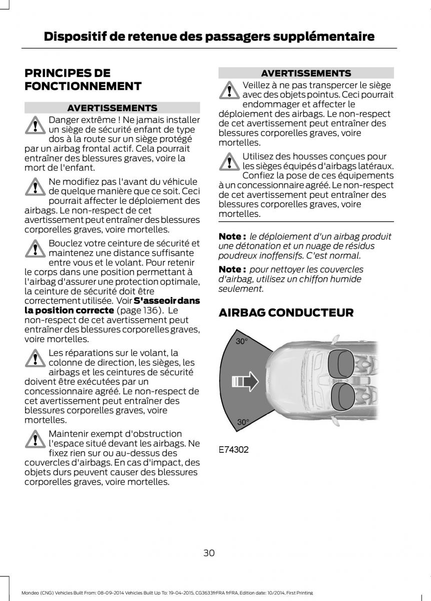 Ford Mondeo MKV MK5 manuel du proprietaire / page 32