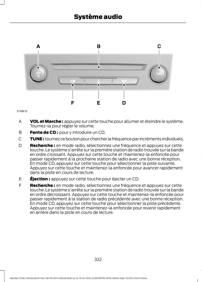 Ford Mondeo MKV MK5 manuel du proprietaire / page 324