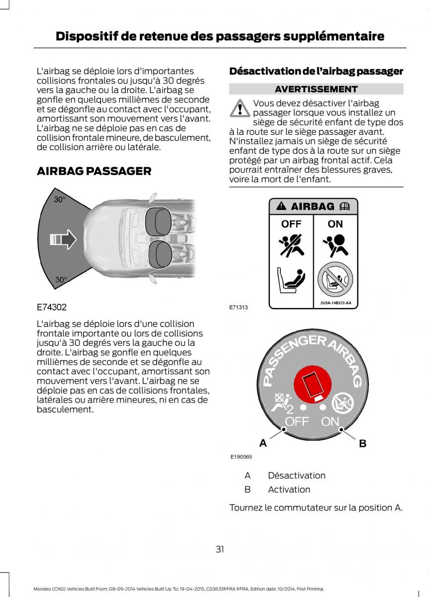 Ford Mondeo MKV MK5 manuel du proprietaire / page 33