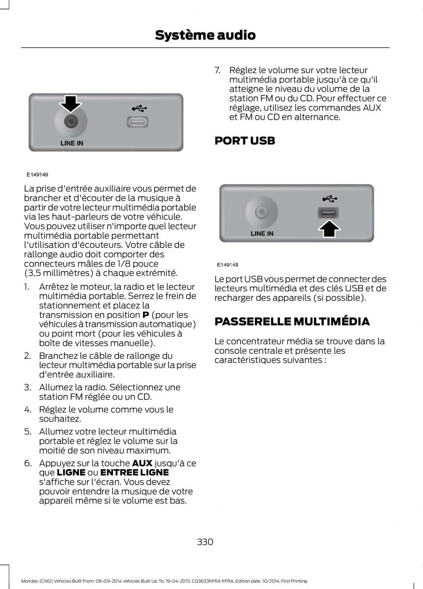 Ford Mondeo MKV MK5 manuel du proprietaire / page 332