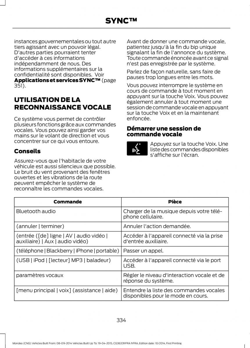 Ford Mondeo MKV MK5 manuel du proprietaire / page 336