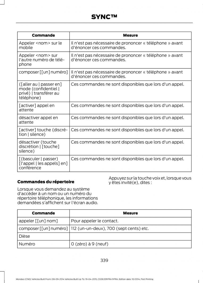 Ford Mondeo MKV MK5 manuel du proprietaire / page 341