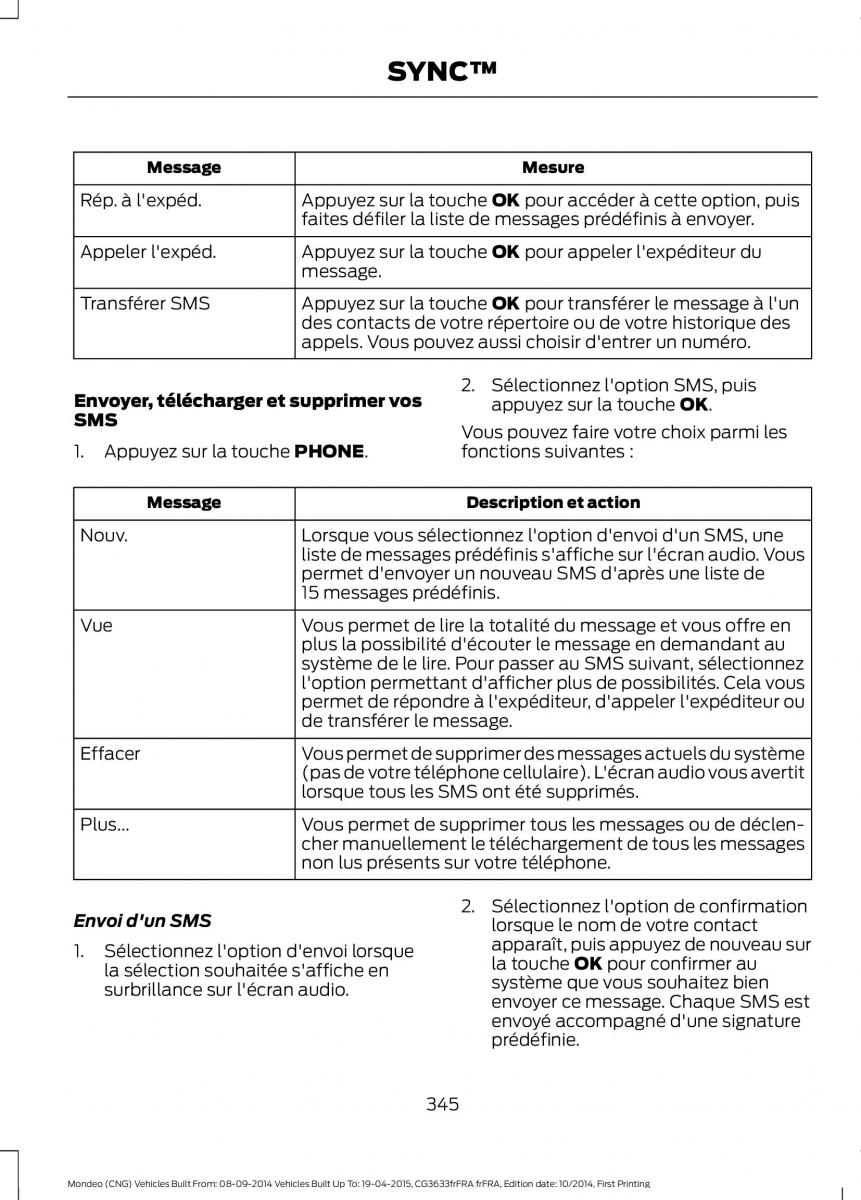 Ford Mondeo MKV MK5 manuel du proprietaire / page 347