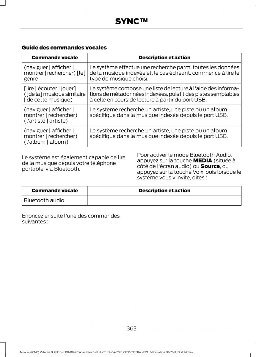 Ford Mondeo MKV MK5 manuel du proprietaire / page 365