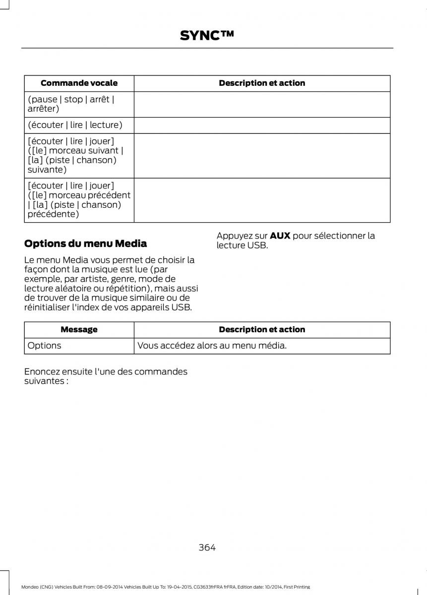 Ford Mondeo MKV MK5 manuel du proprietaire / page 366