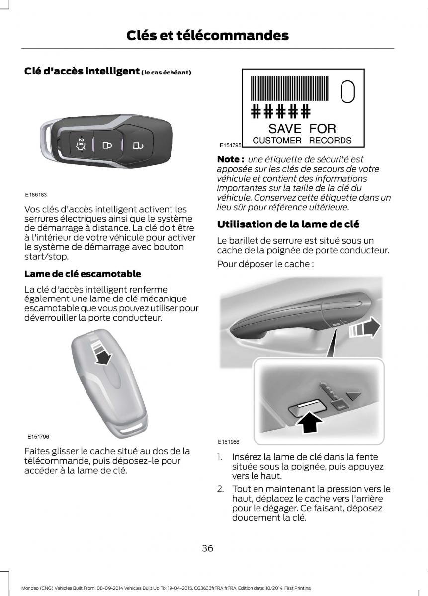 Ford Mondeo MKV MK5 manuel du proprietaire / page 38