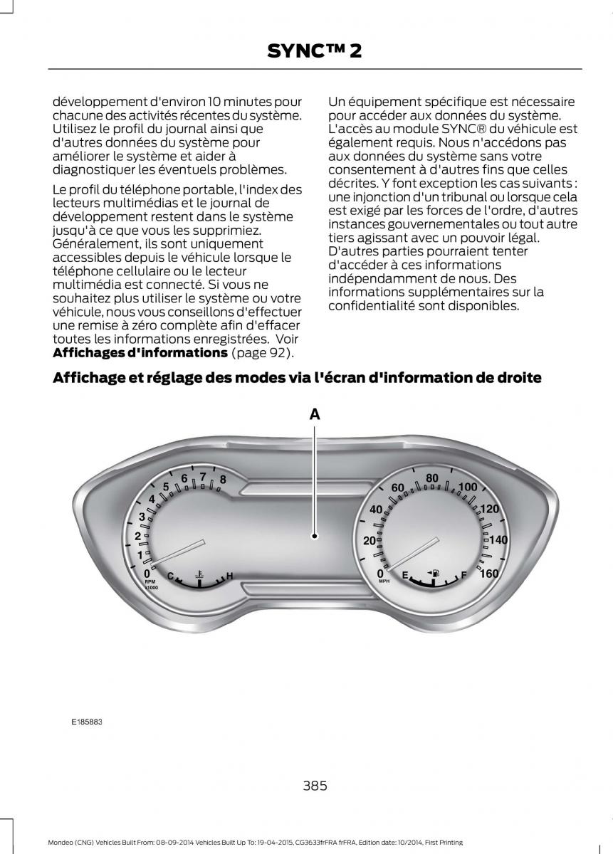 Ford Mondeo MKV MK5 manuel du proprietaire / page 387