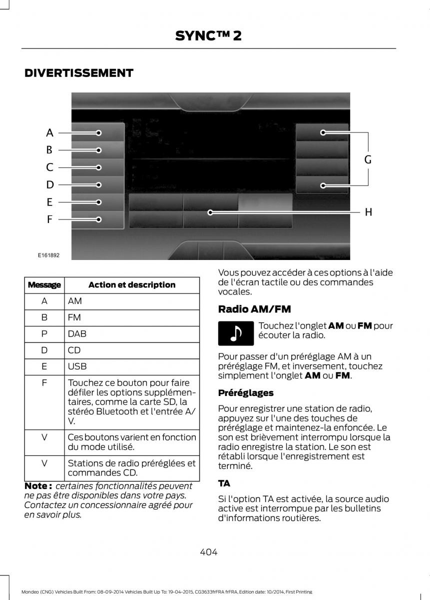 Ford Mondeo MKV MK5 manuel du proprietaire / page 406