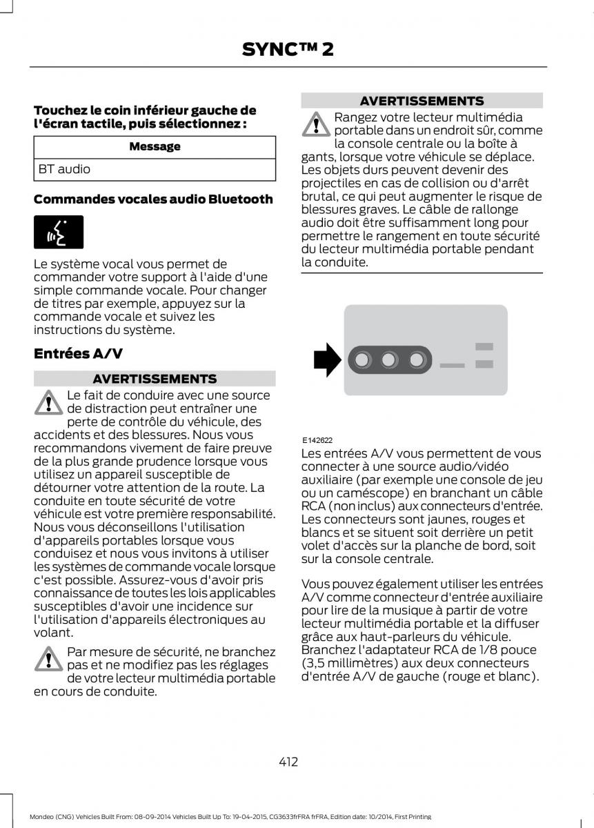 Ford Mondeo MKV MK5 manuel du proprietaire / page 414