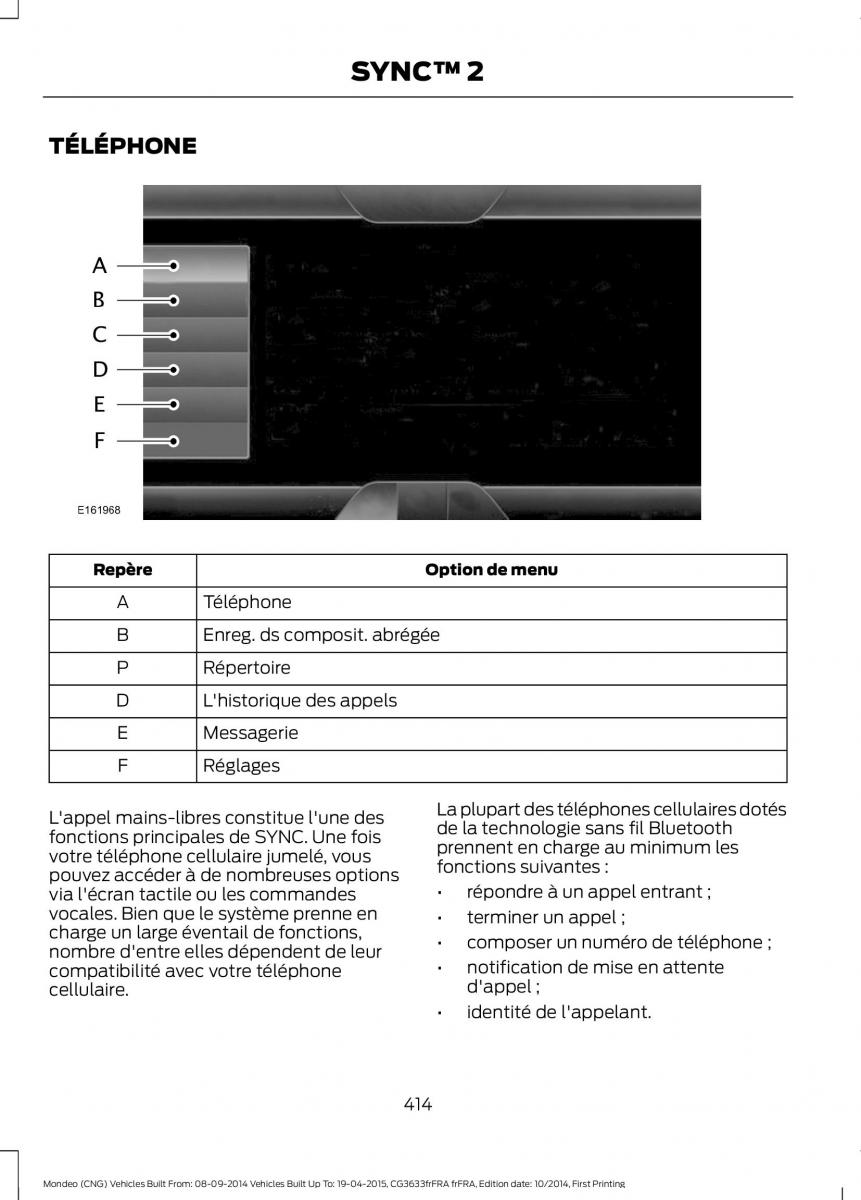 Ford Mondeo MKV MK5 manuel du proprietaire / page 416