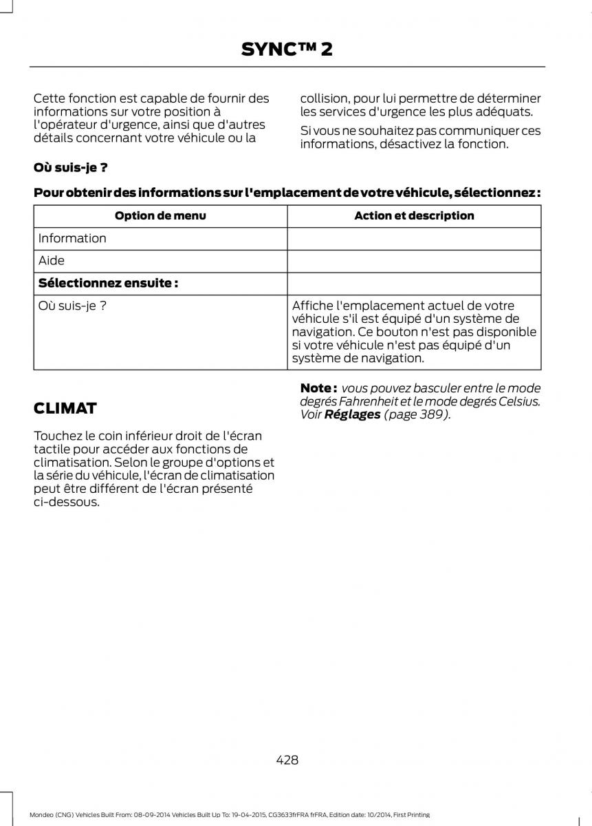 Ford Mondeo MKV MK5 manuel du proprietaire / page 430