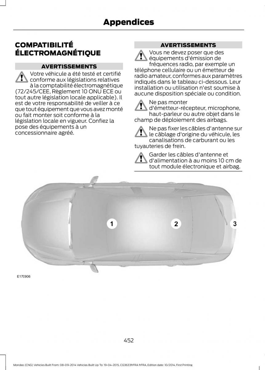 Ford Mondeo MKV MK5 manuel du proprietaire / page 454