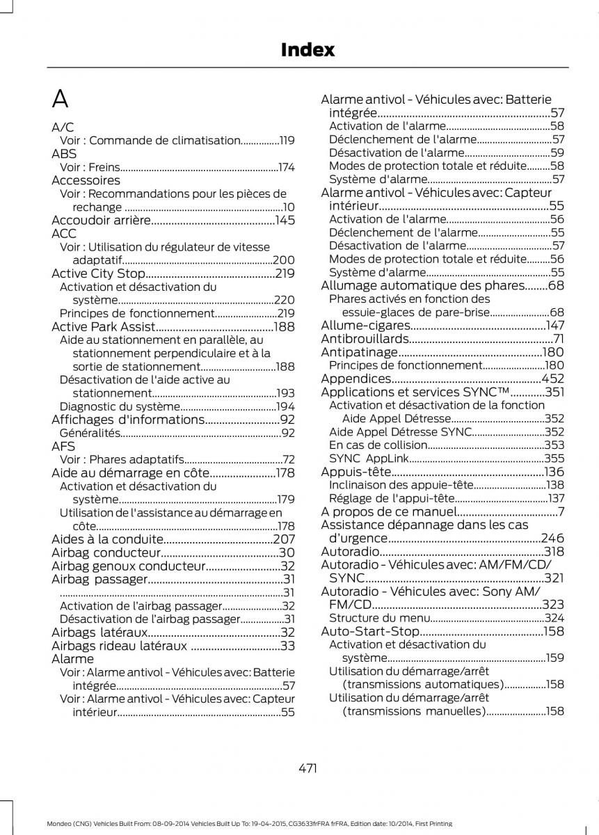 Ford Mondeo MKV MK5 manuel du proprietaire / page 473