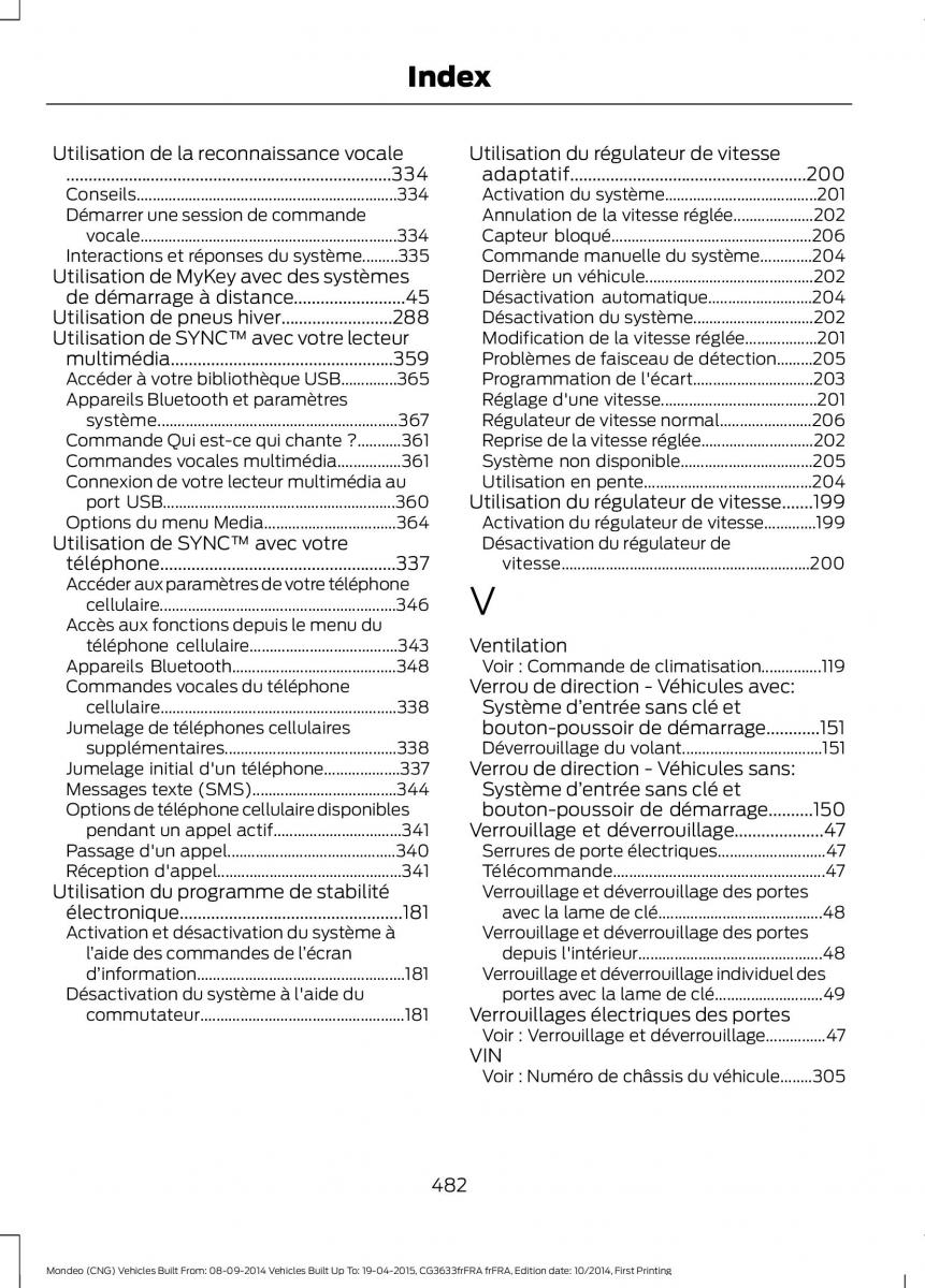 Ford Mondeo MKV MK5 manuel du proprietaire / page 484