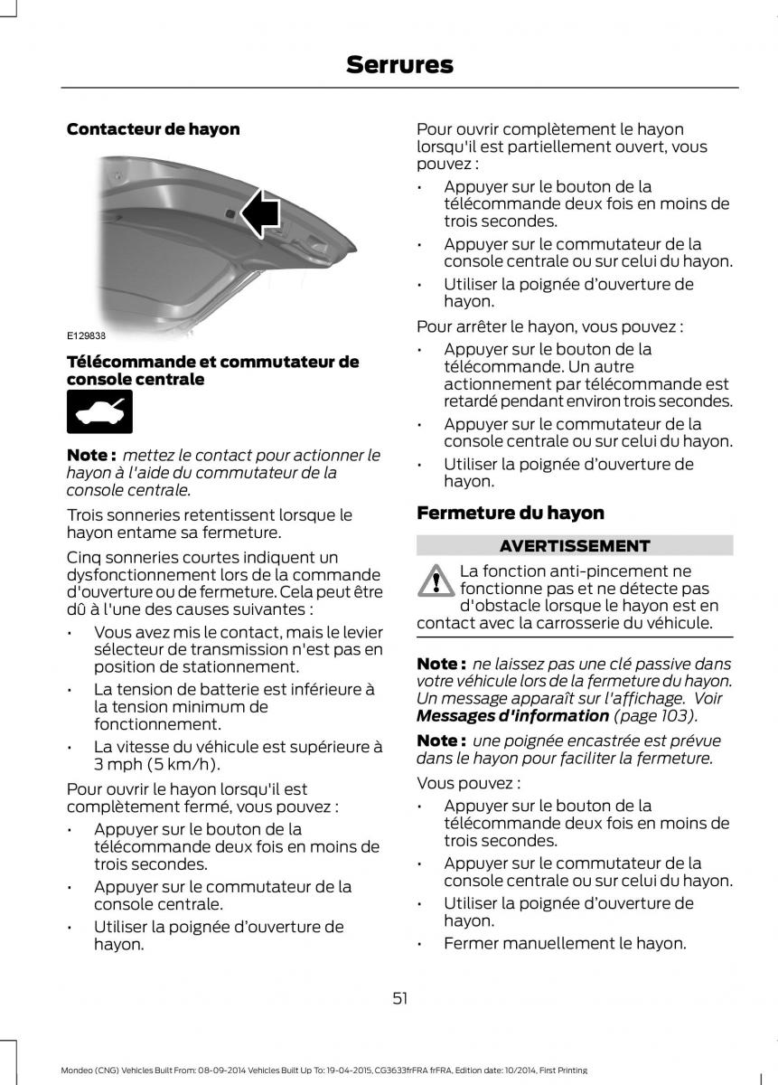 Ford Mondeo MKV MK5 manuel du proprietaire / page 53