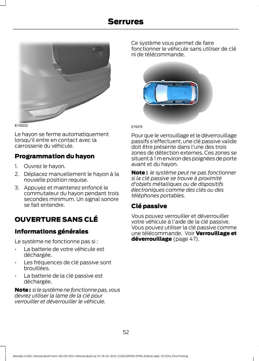 Ford Mondeo MKV MK5 manuel du proprietaire / page 54