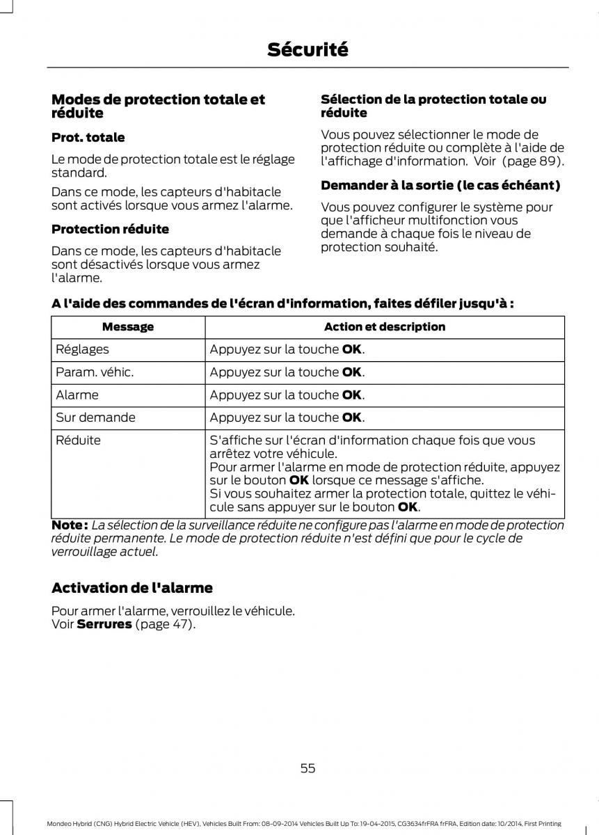 Ford Mondeo hybrid MKV MK5 manuel du proprietaire / page 57